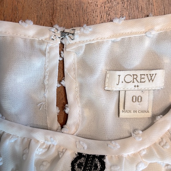 J. Crew - Swiss Dot Chiffon Black Lace Blouse, size 00 - Picture 9 of 11